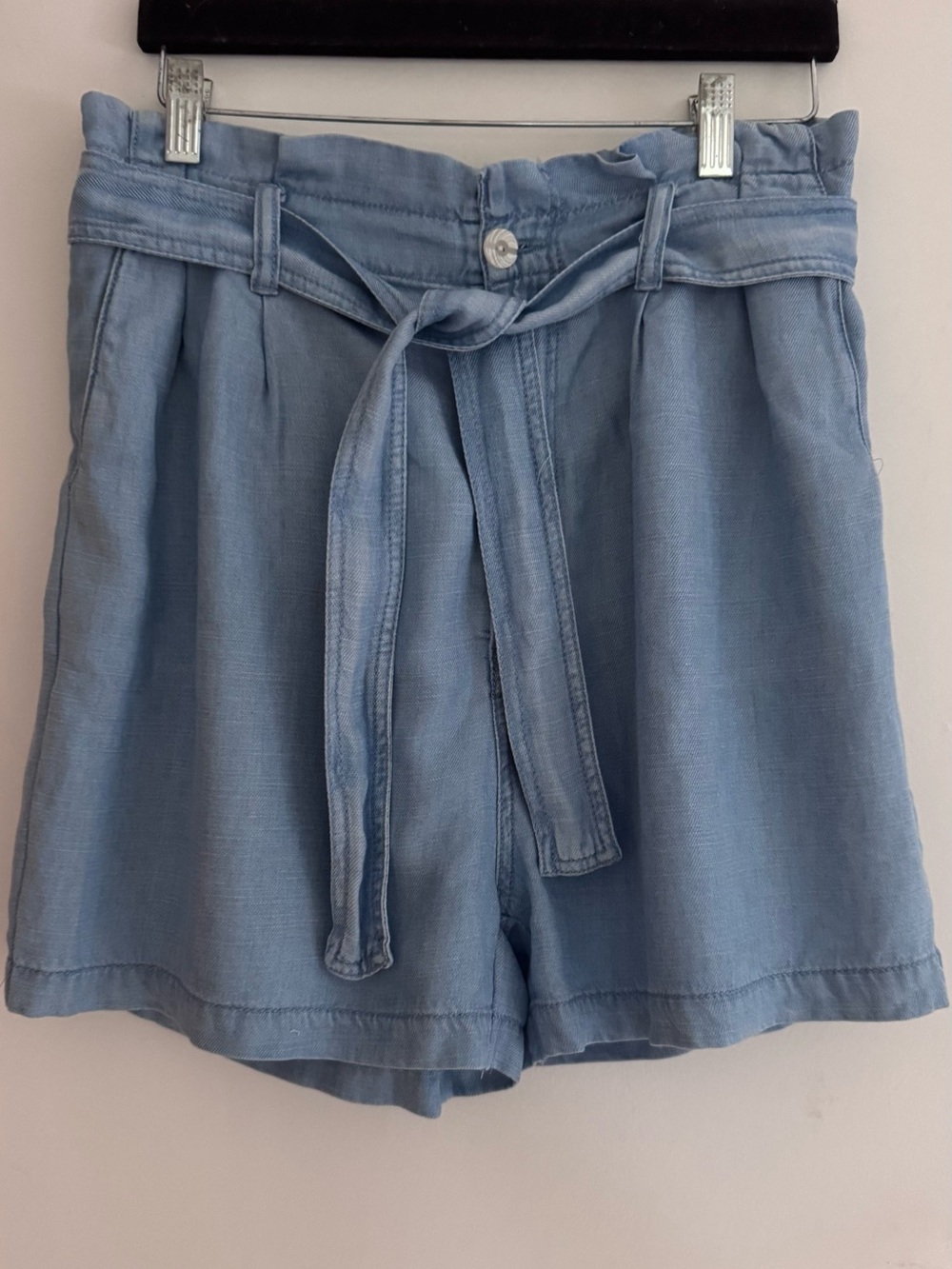 Zara Light Blue High Waist Tie-Belt Shorts